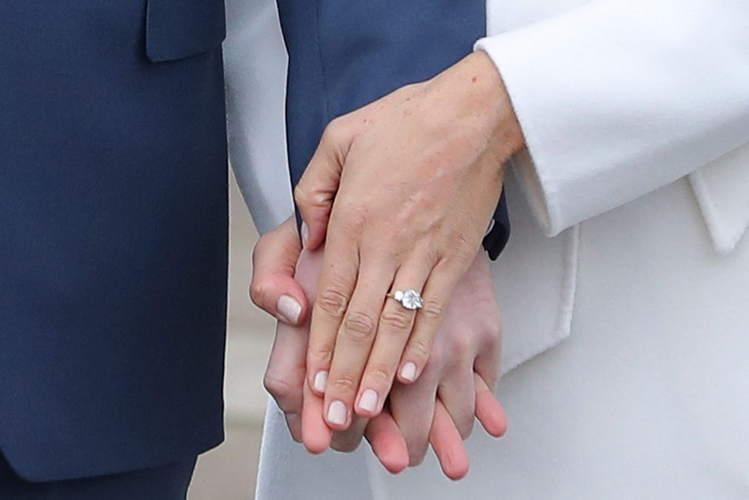 Close- up of meghan markle engagement ring Close- up of meghan markle engagement ring