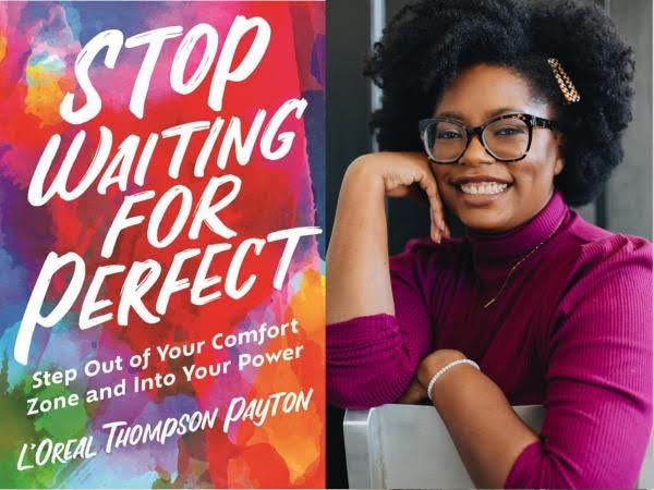 Side-by-side picture of an author and her book
