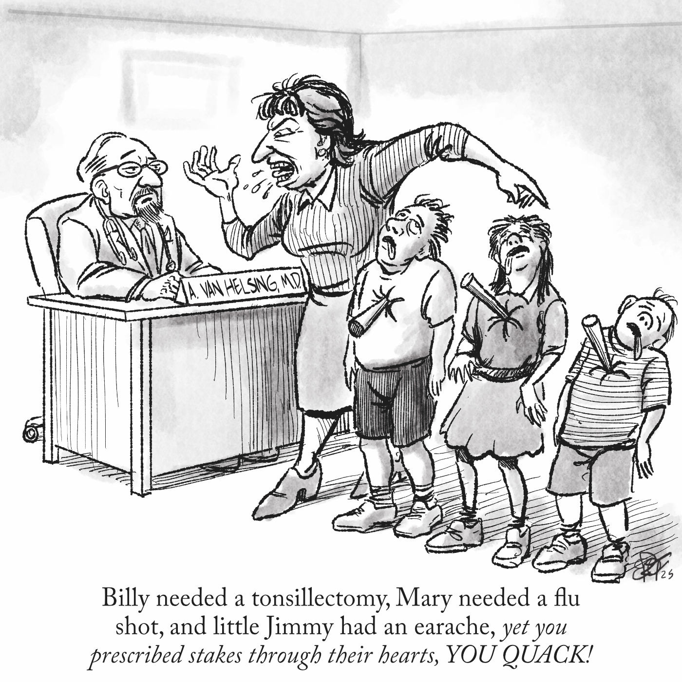 Van Helsing, GP cartoon by E.R. Flynn