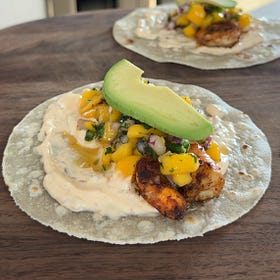 Healthy Shrimp Tacos with Mango Salsa and Chipotle Crema