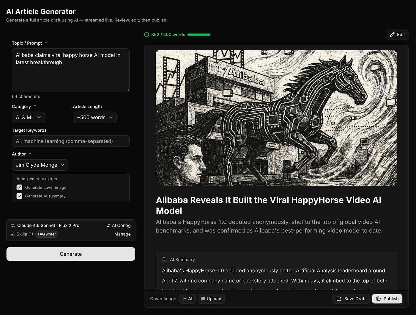 BloggFast AI generator sample output. Image by Jim Clyde Monge