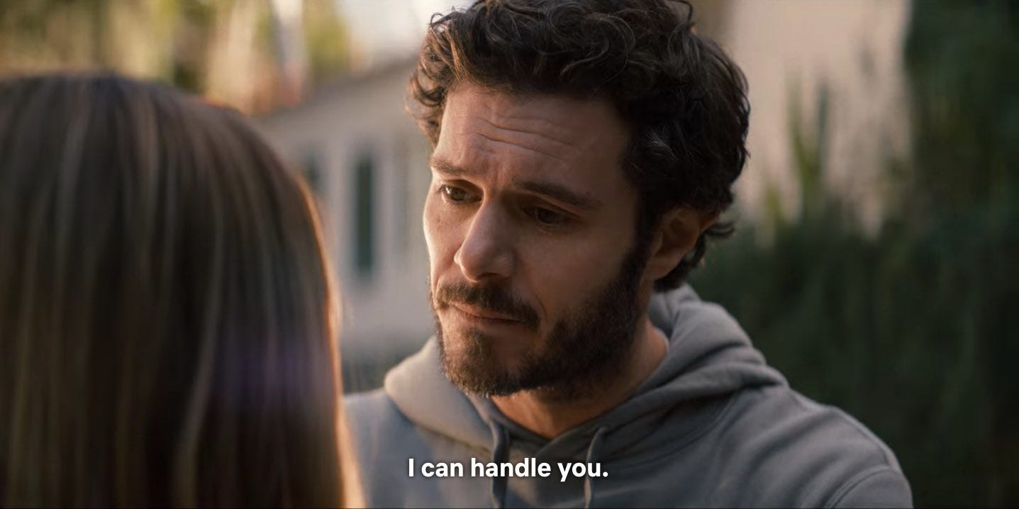 Homem branco, de barba, com olhar sincero, dizendo: "I can handle you"