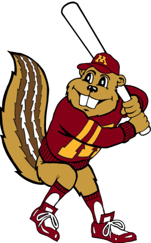Golden Gophers baseball mascot. Golden Gophers baseball mascot.