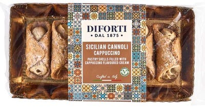 A packet of delicious cappucino-flavoured cannoli A packet of delicious cappucino-flavoured cannoli