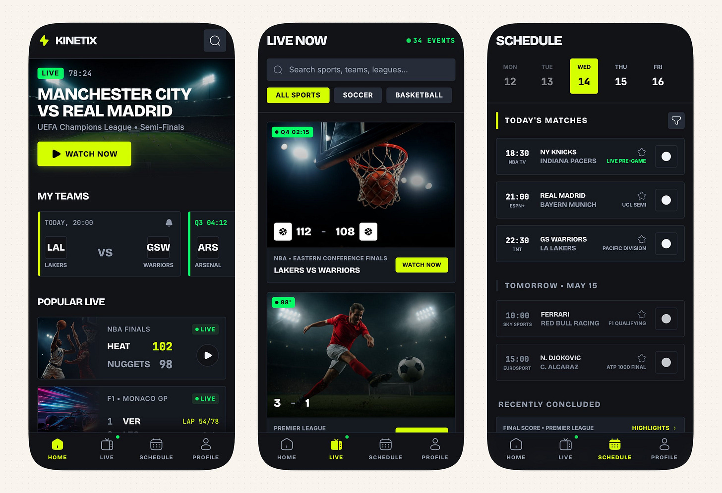 Live sports tracker