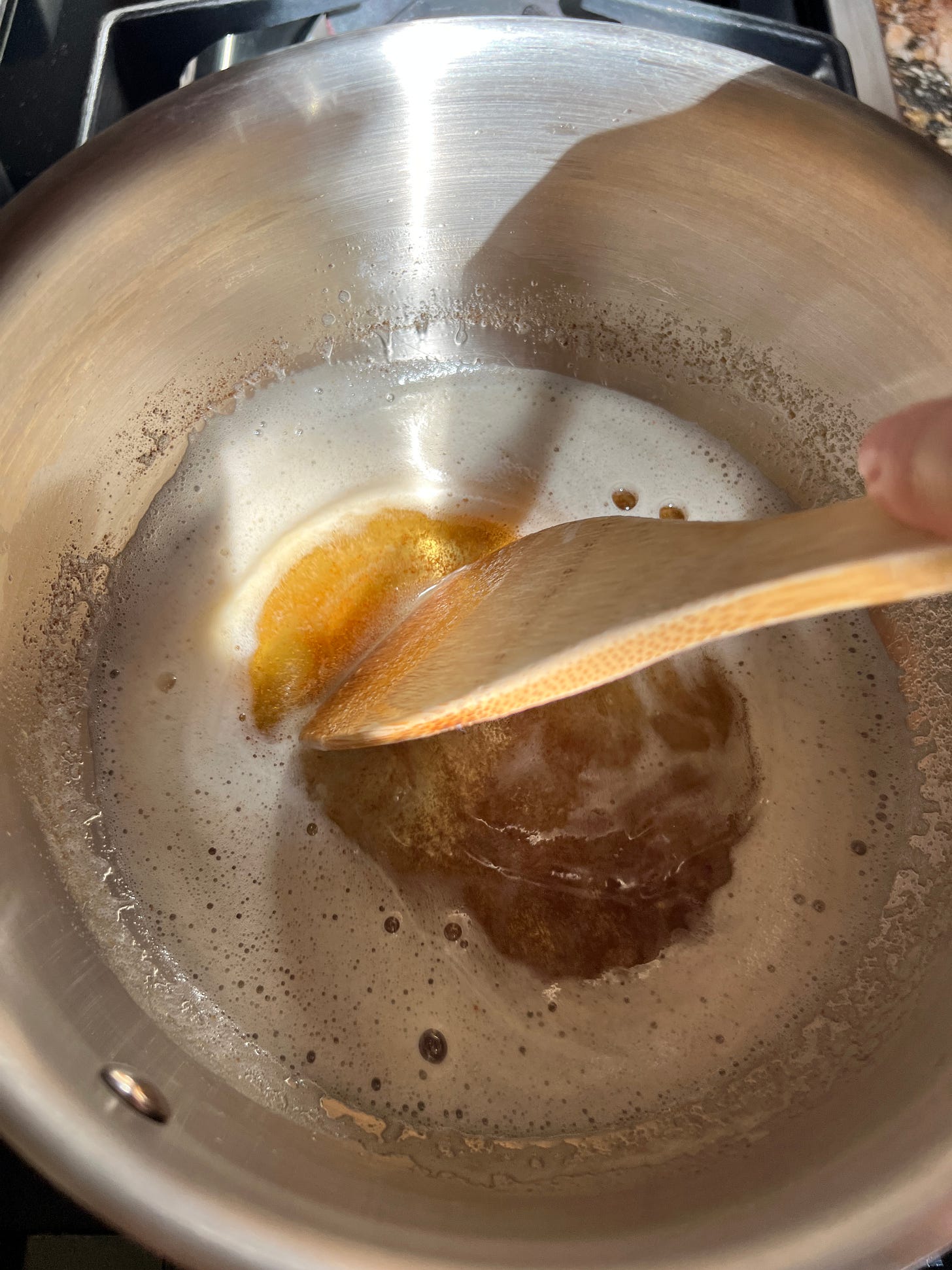 Brown butter in a pot. Brown butter in a pot.
