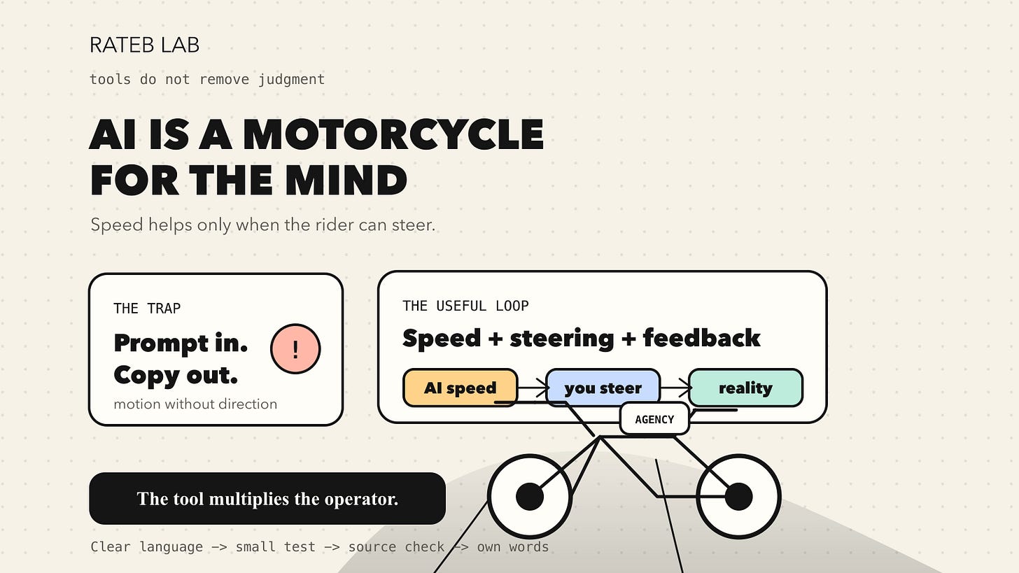 AI Is a Motorcycle for the Mind horizontal cover