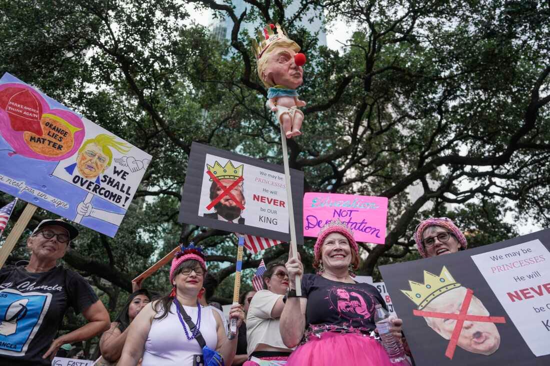 Houston: People gather in Houston for the No Kings nationwide demonstration.