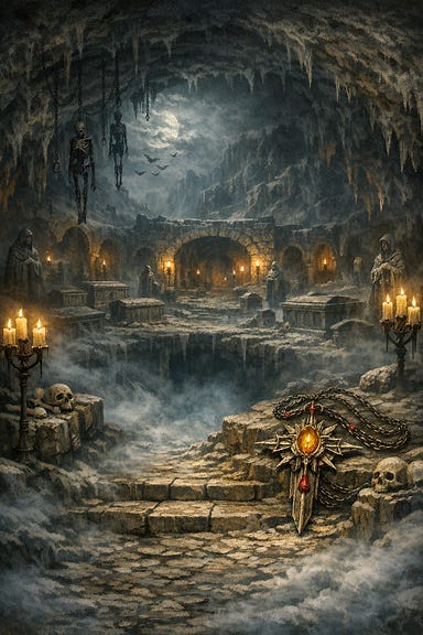 The party’s first view of the Catacombs of Ravenloft The party’s first view of the Catacombs of Ravenloft