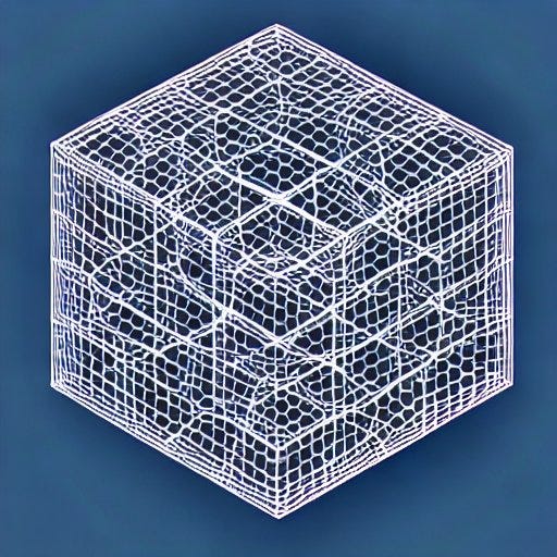 A cube graph with what looks like spiderwebs running through it A cube graph with what looks like spiderwebs running through it