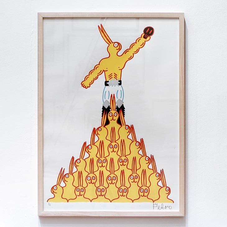 Bunt The Rabbit Pyramid (hand finished print) / Petro