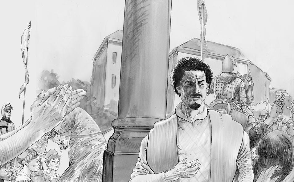 Atoleiros 1384 animatic - Medieval crowd in Lisbon royal wedding
