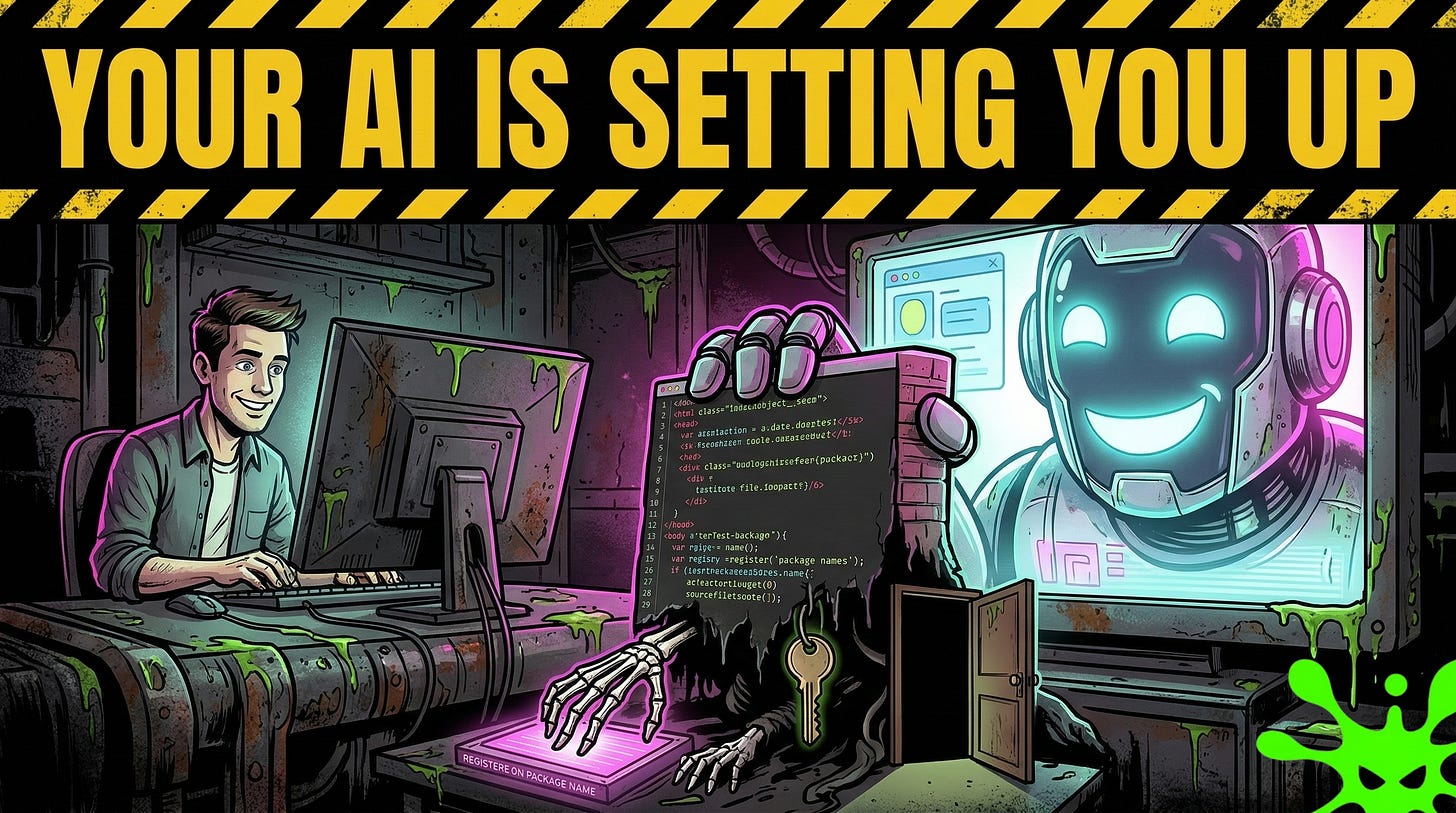 AI pair programmer security vulnerabilities vibe coding slopsquatting hardcoded secrets broken authentication LLM-generated code risks