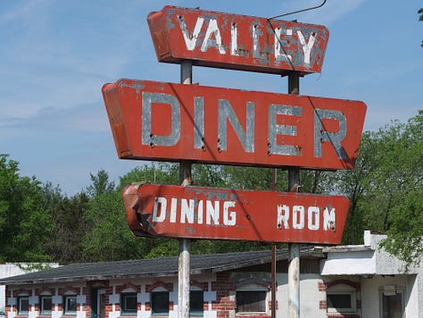 1950s sign for diners, hotels, restaurants, and businesses.