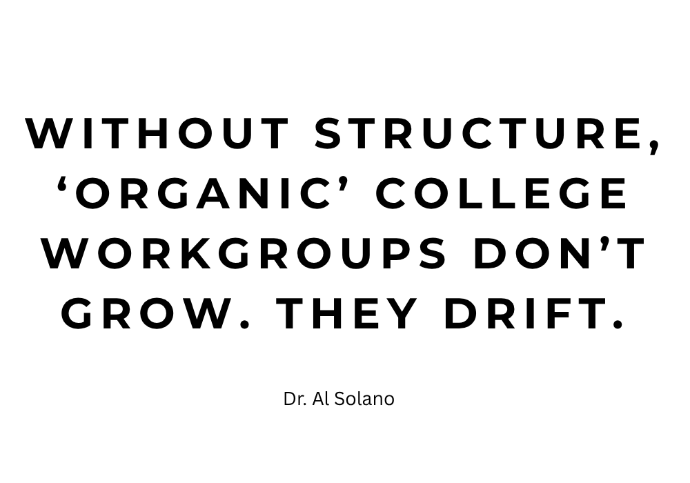 Without structure, ‘organic’ college workgroups don’t grow. They drift.