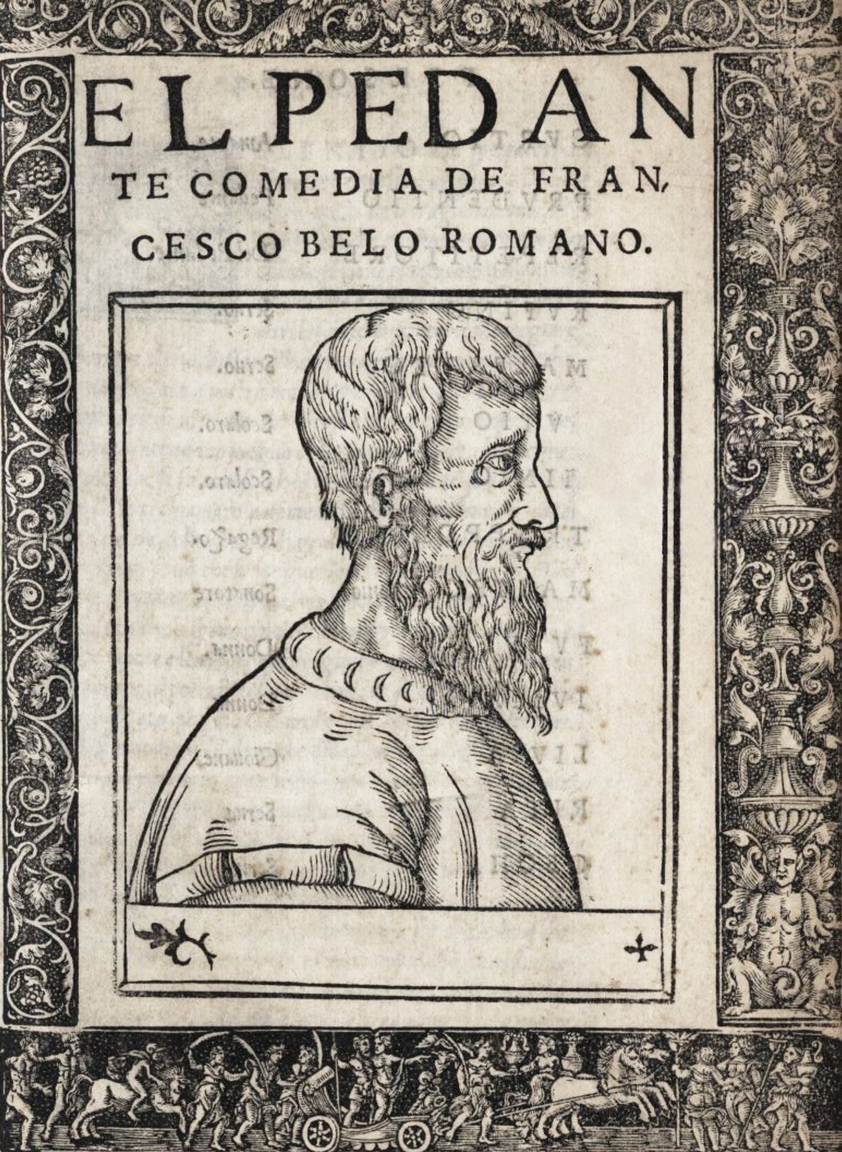 Renaissance pedant — Title page engraving from Francesco Belo's El pedante (1538) / public domain, via The Public Domain Review Renaissance pedant — Title page engraving from Francesco Belo's El pedante (1538) / public domain, via The Public Domain Review