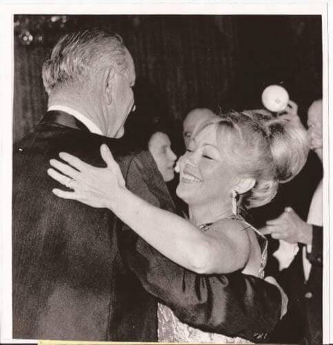 Mathilde Krim dances with Johnson at January 20, 1965, inaugural ball following his reelection in 1964.