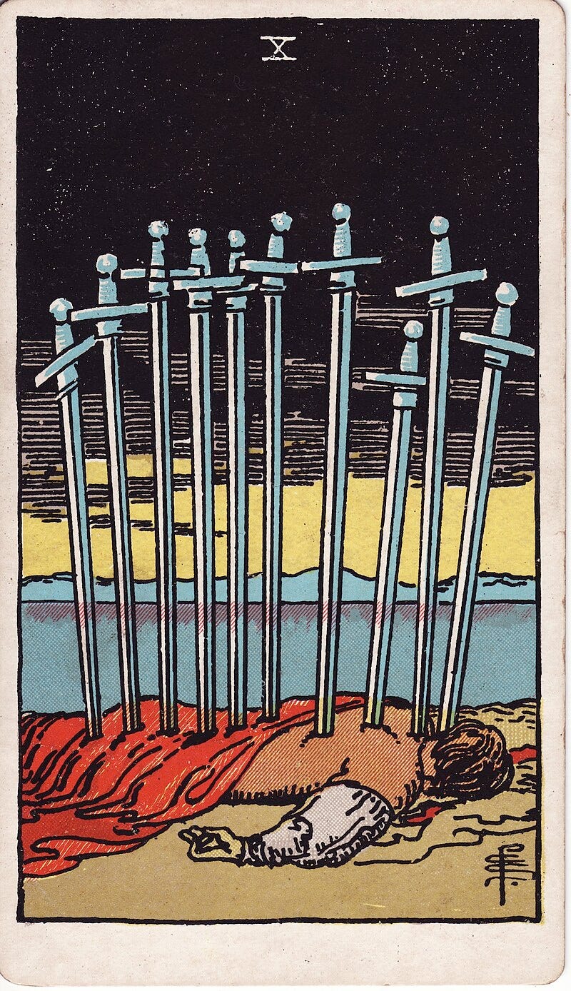 Waite Smith Tarot, Ten of Swords