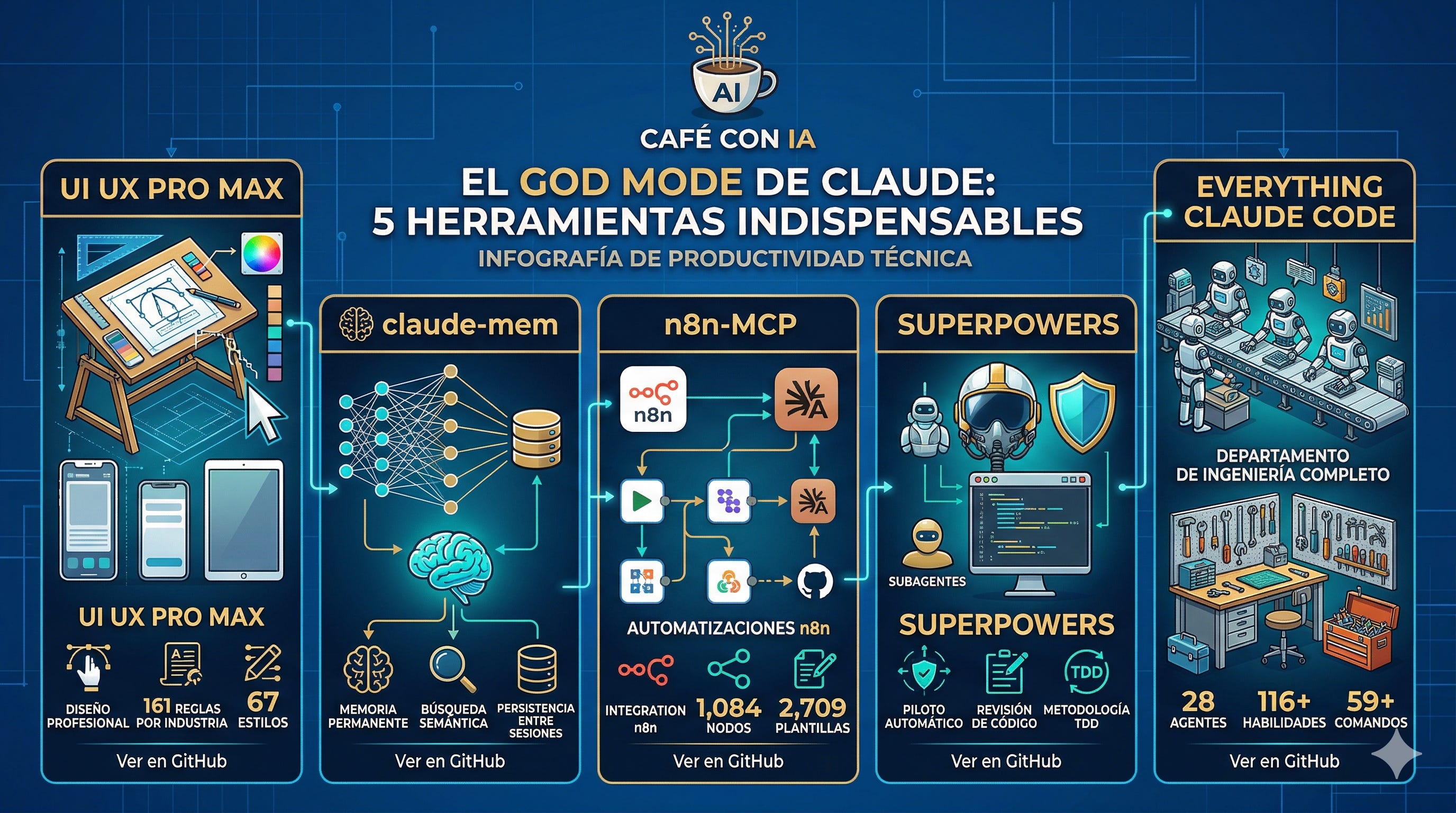 Claude Code: 5 herramientas gratis 2026 - Café con IA