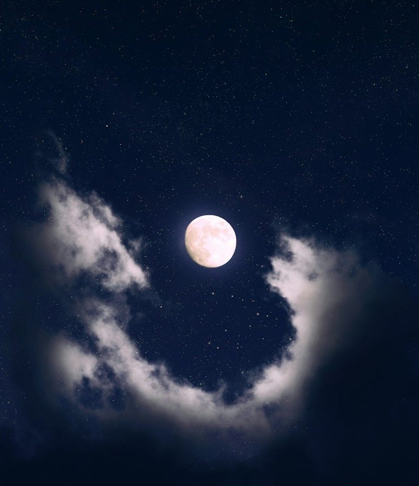 full moon covered by clouds
