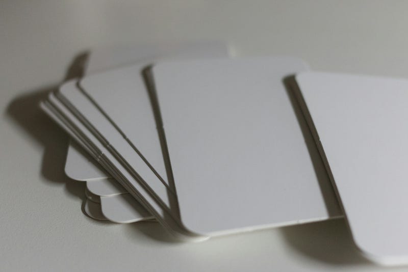 A set of blank flashcards