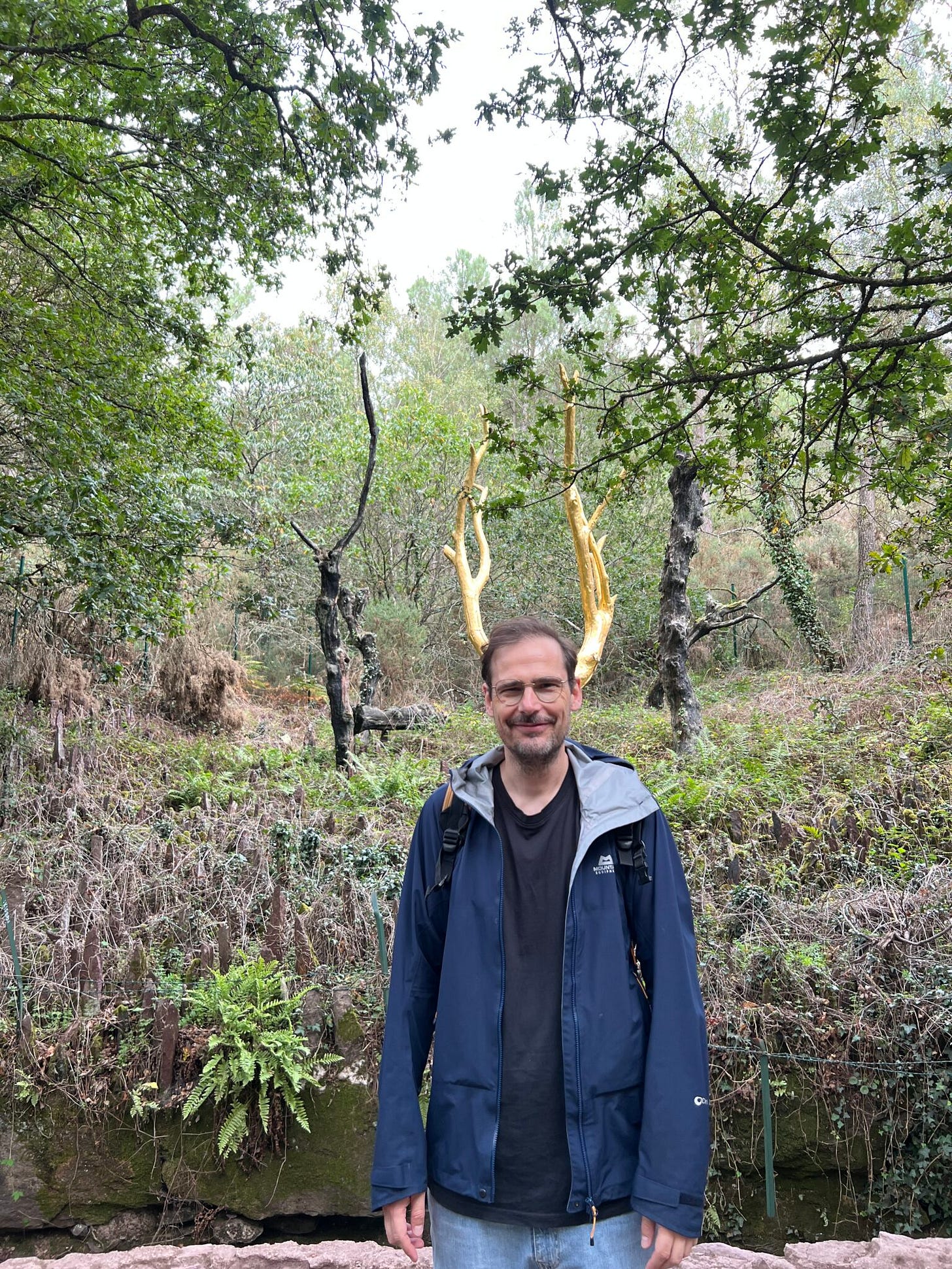 Jochen im Zauberwakd Brocéliande mit Geweih 