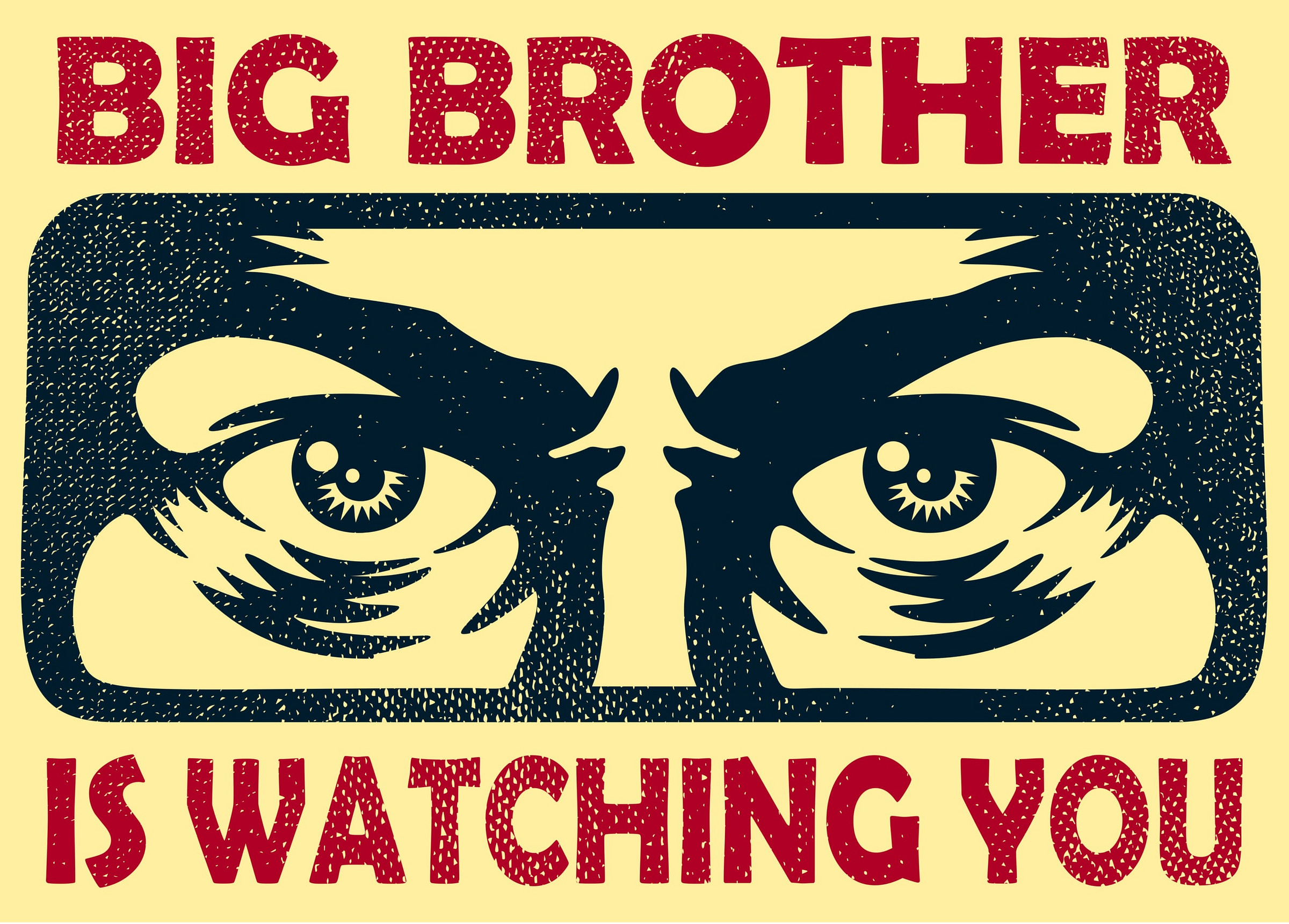 Bold grahic of fierce eyes and te words Big Brother is Watching You.