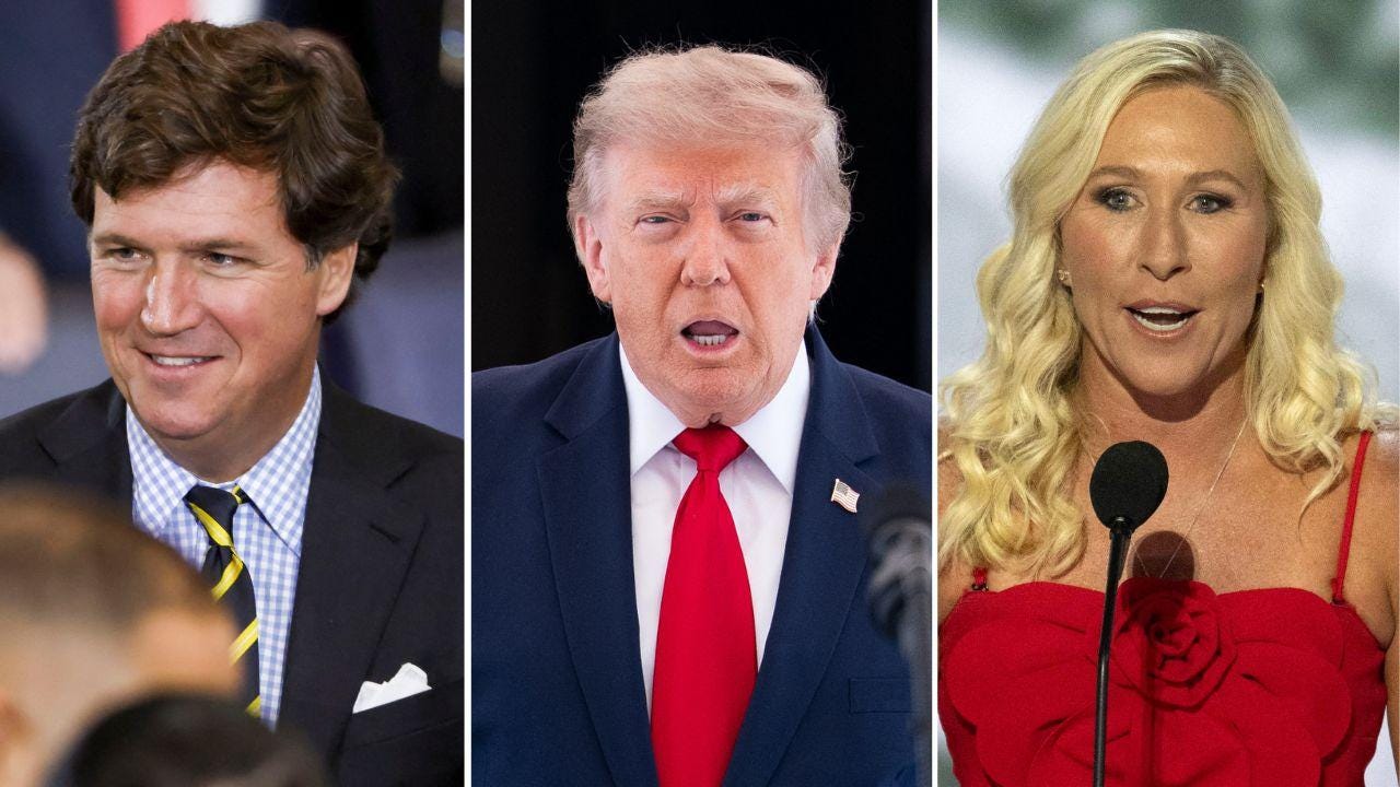 split image of Tucker Carlson/Donald Trump/Marjorie Taylor Greene split image of Tucker Carlson/Donald Trump/Marjorie Taylor Greene