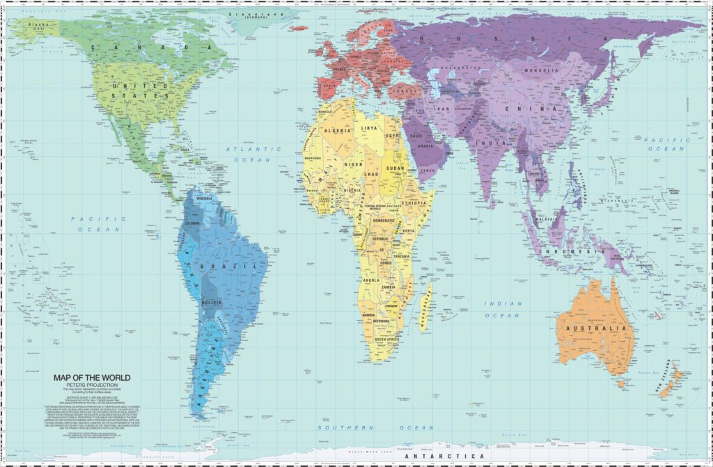 Mapa del mundo, proyección de Peters (2021) Mapa del mundo, proyección de Peters (2021)