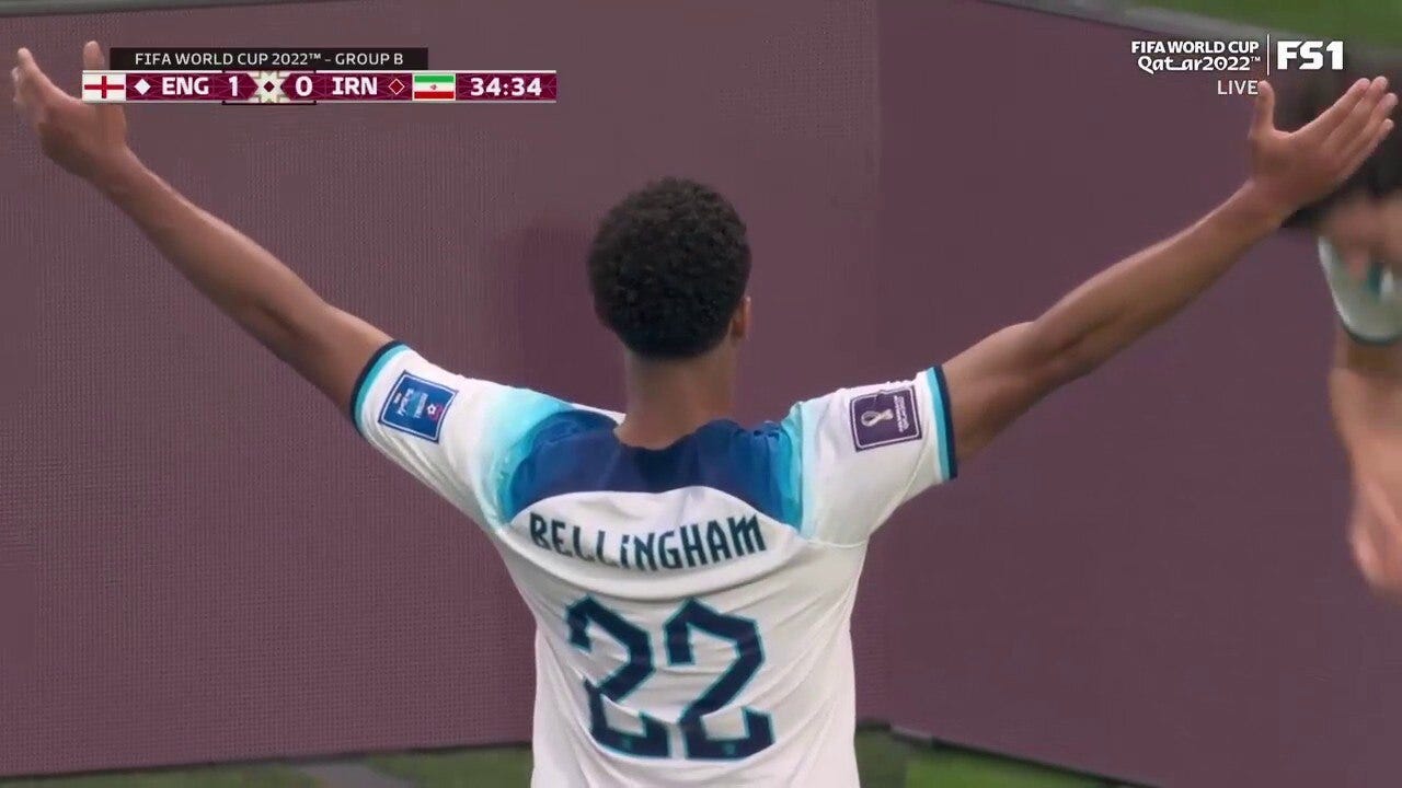 England's Jude Bellingham scores goal vs. Iran in 35' | 2022 FIFA World Cup | FOX Sports England's Jude Bellingham scores goal vs. Iran in 35' | 2022 FIFA World Cup | FOX Sports