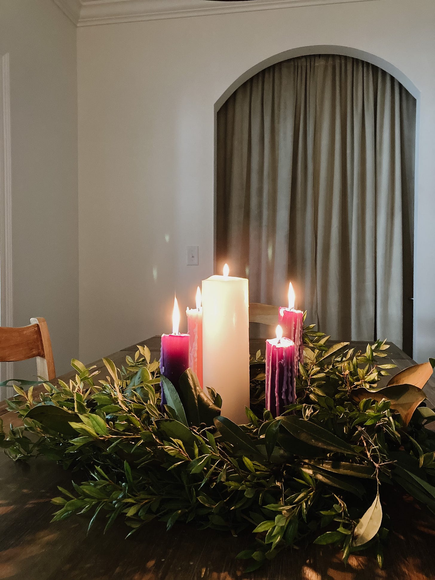A lit Advent Wreath A lit Advent Wreath