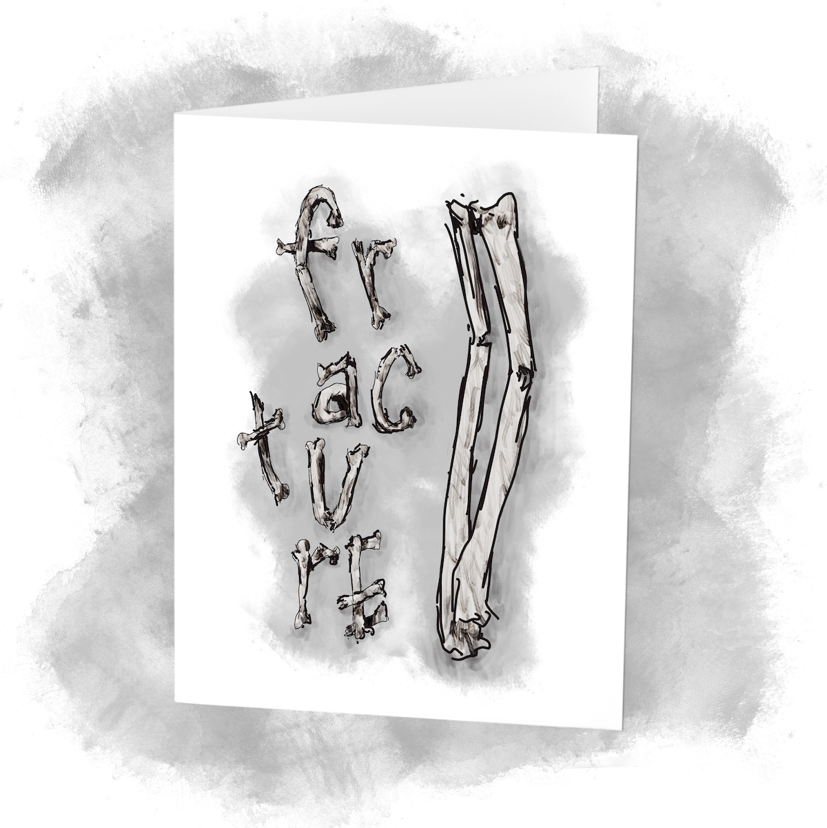 Broken bones spell out the word ‘fracture’. Sketch art by Don Rice. Broken bones spell out the word ‘fracture’. Sketch art by Don Rice.
