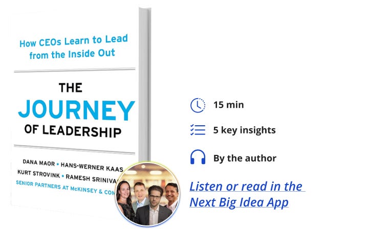 The Journey of Leadership Dana Maor Hans Werner-Kaas Kurt Strovink Ramesh Srinivasan Next Big Idea Club