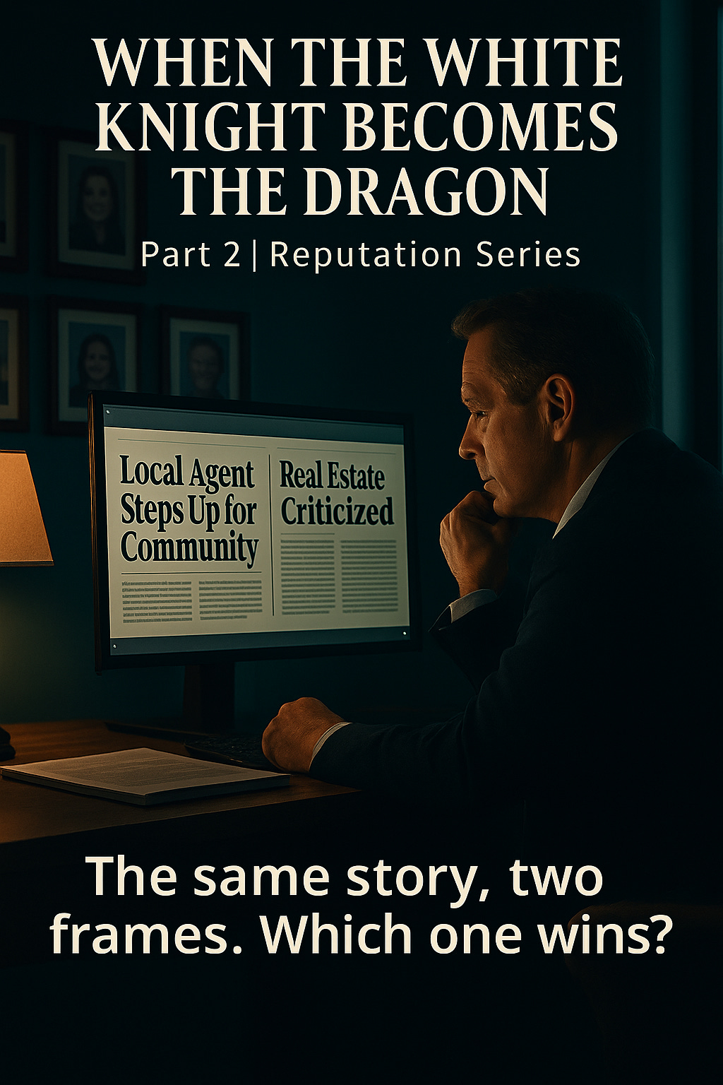 An agent reacts to two conflicting news stories about them—one positive, one critical—highlighting the emotional shock of shifting public opinion.