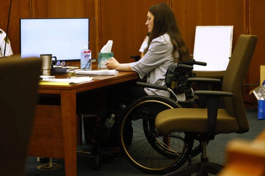 Defendant Lindsay Clancy listens during her murder trial at Plymouth Superior Court in Plymouth, Massachusetts, on Thursday. (CJ Gunther/The Boston Herald via AP, Pool)