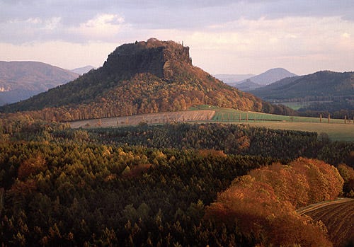 The Elbe Sandstone Mountains, the region Friedrich sketched for the painting