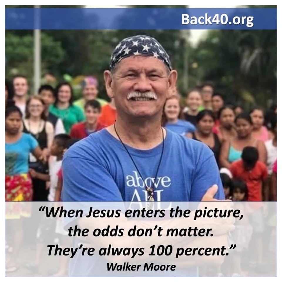 Image of a missionary standing in front of people with Walker Moore quote superimposed.