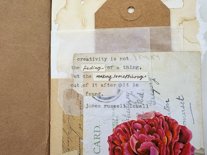 Close up of quote in art journal. 