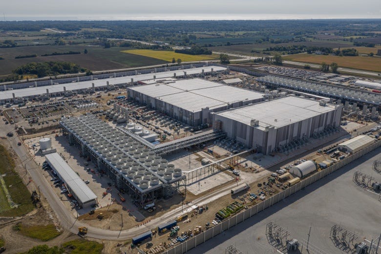 Aerial view of Microsoft's Wisconsin data center under construction. Aerial view of Microsoft's Wisconsin data center under construction.