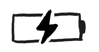 A black-and-white gif of a loading battery.