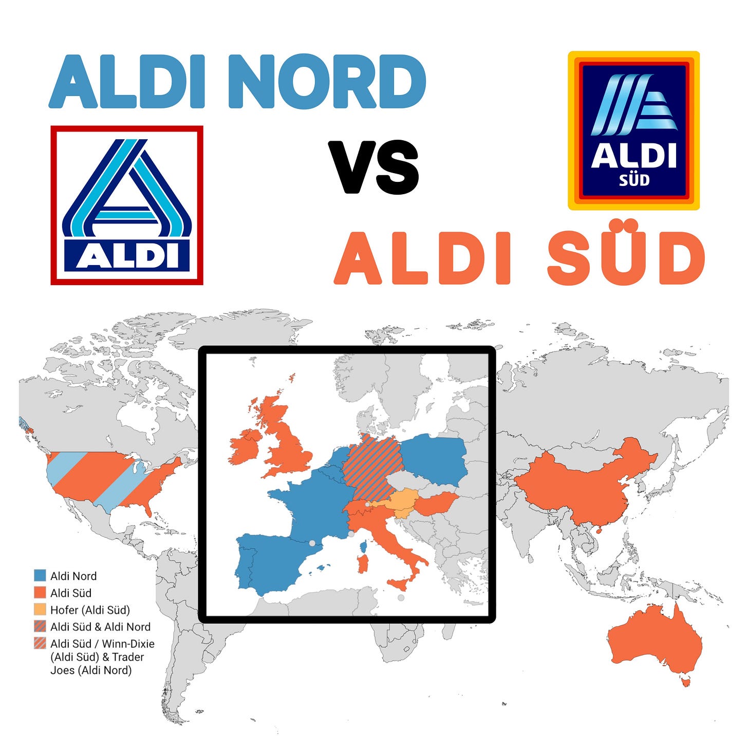 Aldi Nord VS Aldi Süd partition of the world : r/MapPorn