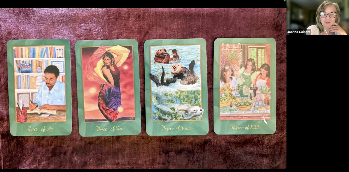 Joanna talking about the four Three cards