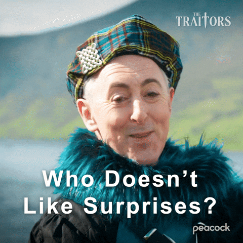 Alan Cumming on The Traitors saying "who doesn't like surprises?"
