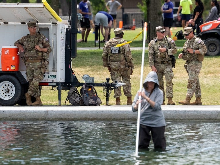 The National Guard Is Now Patrolling the Lincoln Memorial Reflecting Pool  After Trump's $14.7 Million Paint Job Started Peeling Off | Thought Catalog