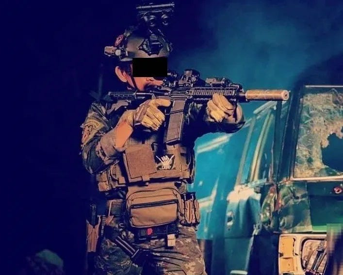 A Philippine police commando in action. 