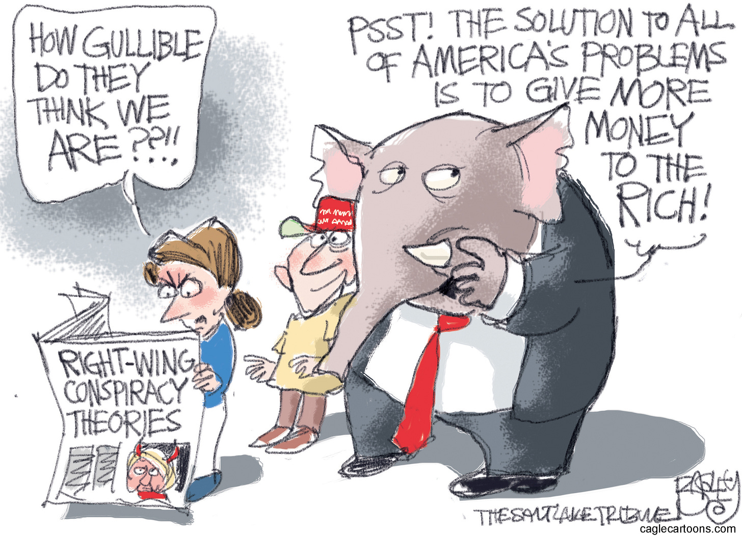 Political cartoon U.S. Republican elephant conspiracy theories MAGA | The  Week