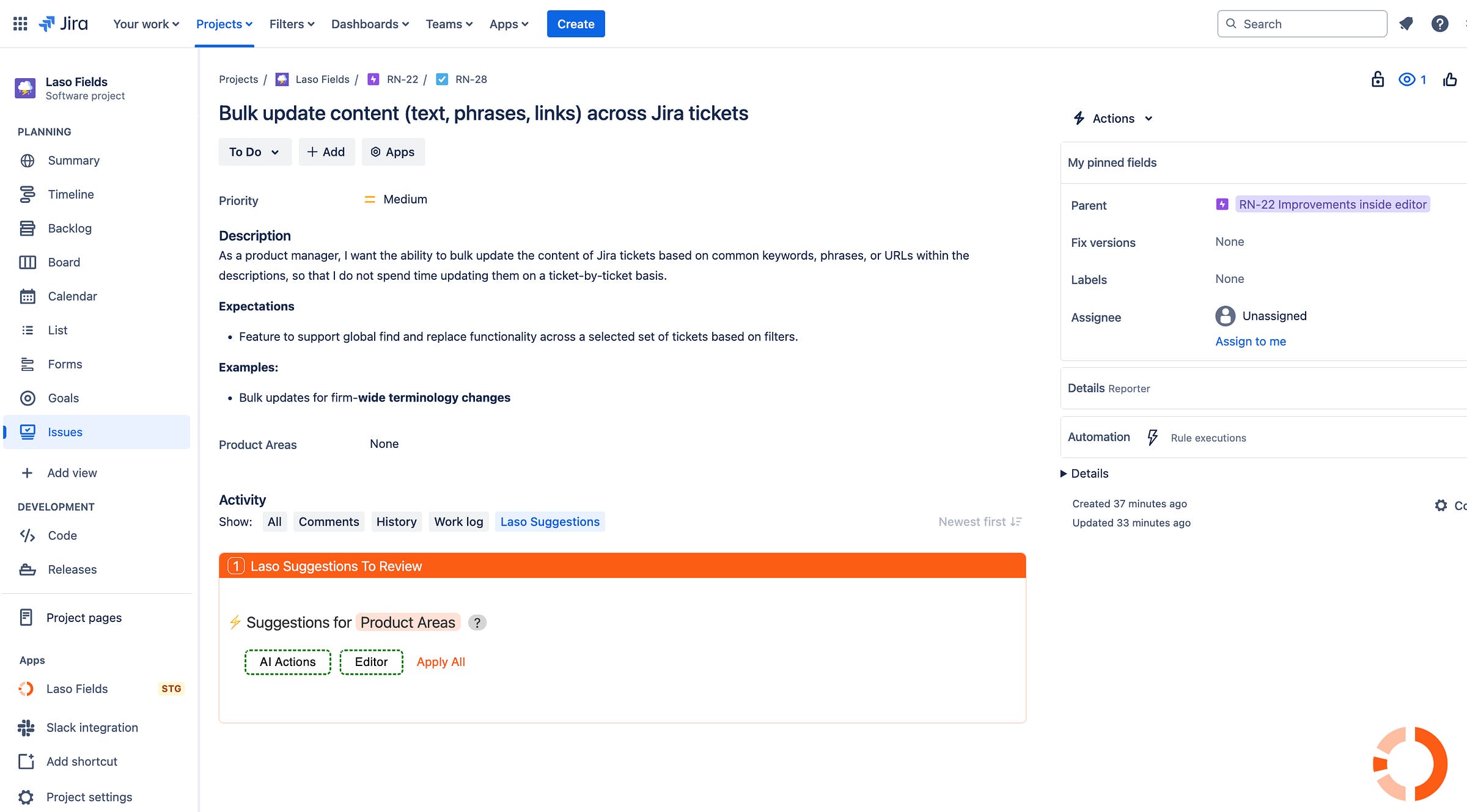 Laso: Apply Value Suggestions