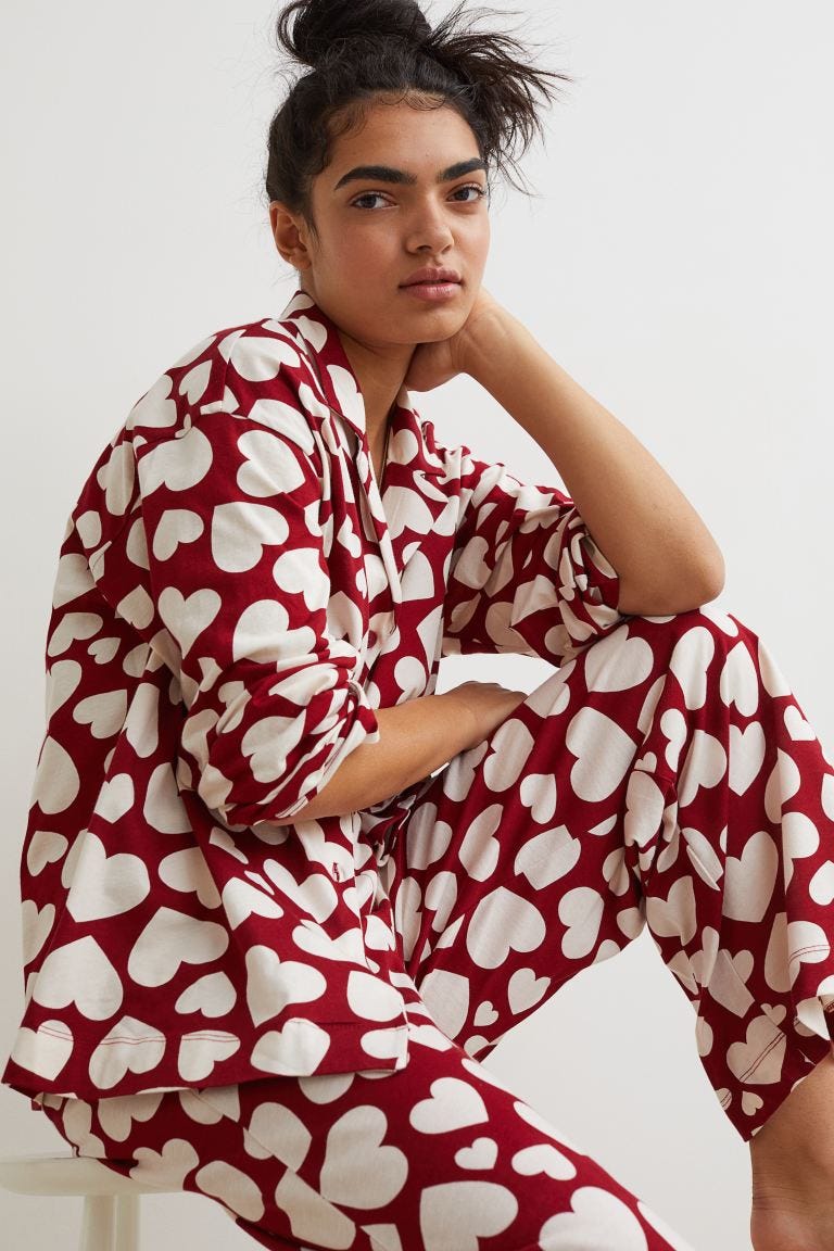 Pigiama camicia e pantaloni - Rosso/cuori - DONNA | H&M IT