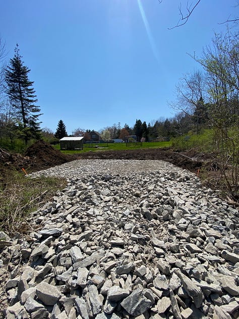 Views of the first version of the driveway