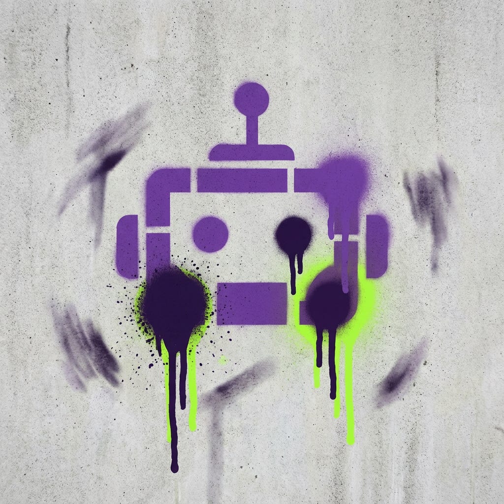 AI robot drippin painting graffiti